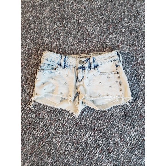 Acid Wash‎ Studded Short Shorts - Picture 1 of 3